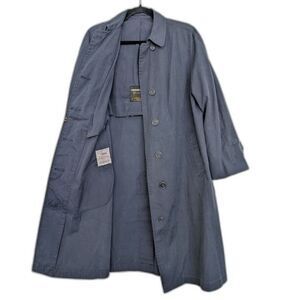 Vintage 70s London Fog Calibre Cloth Classic Trench Coat Rain Jacket Sz 12 Navy
